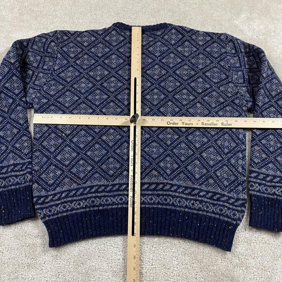 VTG McGregor Sweater Mens XL Blue Wool Blend Geometric Crewneck Grandpa 90s - Picture 4 of 7